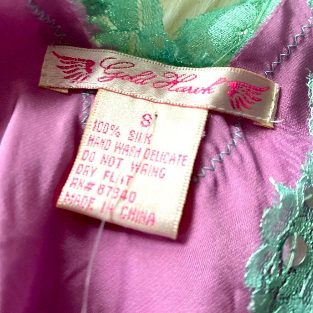VTG Very Rare Gold Hawk Silk Camisole - Picture 5 of 9